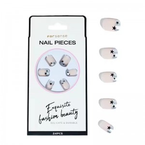 Trendy New Fashion Squoval Y2K French Tip Press on Nails Short En Gros Faux Ongle Courts Prix De Gros Durable Fake Nail Press on