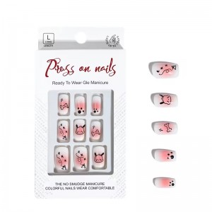 Wholesale Born Pretty Medium Length Kawaii Press on Nails Korean Cute Square Fake Nail High Quality Set Artifical Nail for Girls