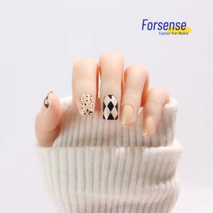 Wholesale French Square Qel Press on Nail High Quality Fake Nail with Design Stick on Nails Designer Artificial Fingernail False