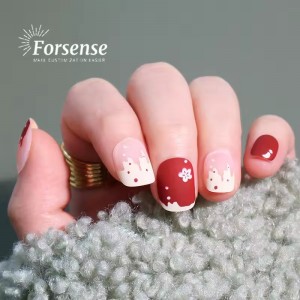 24pcs stylish milky white press on nail short square fake nail whole sale supplier false nail professional artificial fingernail