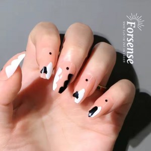 trendy pink cow print short ballerina acrylic press on nails 24 piece wholesale price fake nails in china stickon nails presson