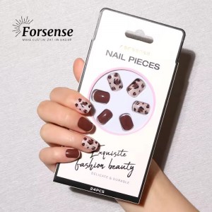 Custom Short Square Leopard Print Press on Nail Kit with Glue And Nail File Wholesale 24 Pcs High Quality Fake Nails with Glue