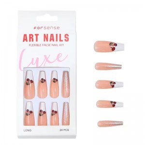 wholesale white french tip press on nails extra long acrylic xl coffin nail tips cherry fake nails with glue false nais stick on
