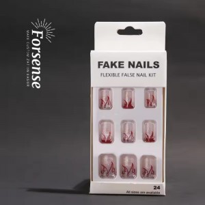 Custom Flame Press on Nails Wearable Avec Colle Faux Ongles Court High Quality Fake Nails with Glue Short Square Stick on Nails