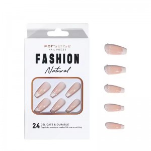 Custom 3D Pearl Handmade French Manicure Press on Nails Natural Nude Fake Nails Short Coffin False Acrylic White French Tip Nail