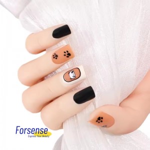 24 Pcs Set Premade Kawaii Panda Press on Nails for Wide Fingers Cute Fake Nails for Girls Wholesale Square False Nails with Glue