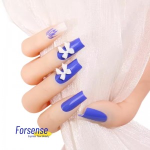 Custom 3D Acrylic Press on Nails Handmade Bow False Presson Nails Designed Hand Made Blue Flame Artifical Fake Nails Long Square