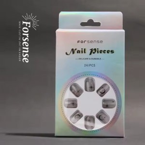 Manufacturer Wholesale Acrylic Moon Star Press on Nails 24 Pcs Fake Nail Short Square False Nails Presson Artificial Fingernails