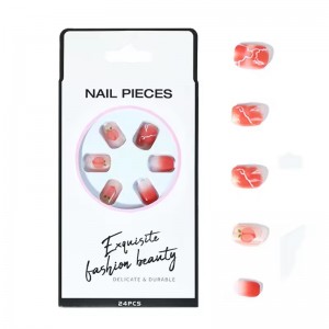 Reusable Pre Glued Made Fruit Press on Nail Short Square Stick on Acrylic Nail Presson Branded Fake Nail with Design Faux Ongles
