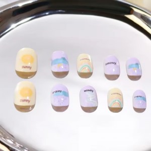 cute acrylic fake nails for kids full cover short nails press on manicure kids children’s false stick on nail tips set for girls