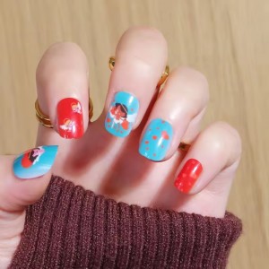 custom multicolor cute girls press on nails hand painted artificial fake nail for girls wholesale designer 24 false nail stickon