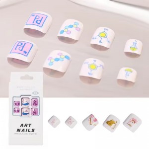 fancy cute false nails feet fake toe press on nails with application kit stick on full cover footnails acrylic toe nail designs