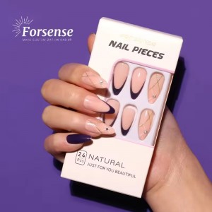 Top Selling Short Almond Press on Acrylic Nails French Tip Private Label Nude Fake Nails Wholesale Stiletto False Nails Designer