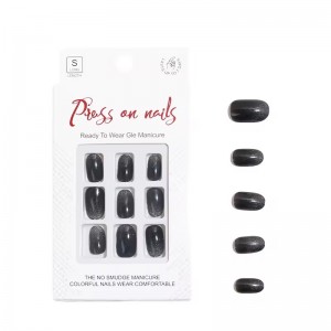 whole sale magnetic black cat’s eye press on nails short round fake nails oval false nail tip stickon abs artificial fingernails