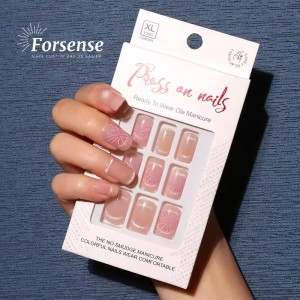 2024 Designer New Year Firework Pink Press on Nails for Wide Fingers Wide Fit False Nails Magnet Cat Eye Fake Nails Wholesale