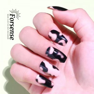 whole sale black nude color press on nails short ballerina acrylic fake nails full cover finger nail tips artificial fingernails