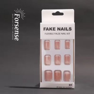 Bulk Wholesale Price 24Pcs White French Tip Press on Nails Short Square False Nails Women Natural Stick on Nails Press Custom