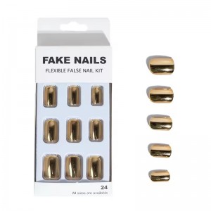 High Quality Mirror Chrome Short False Press on Nails Square Fake Nails in China Manufacturer Wholesale Stick on Nails with Glue