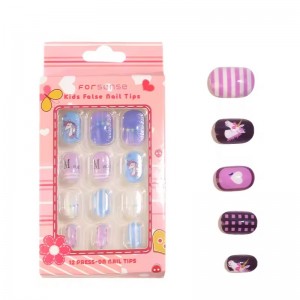 kawaii fake nails for kids artifical girls false nail set for children cute kids press on nails stick on fingernail children’s