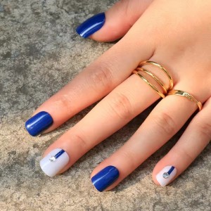 Wholesale Handmade Diamond Bling Press on Nails Rhinestone Fake Nails Luxury Blue And White Acrylic False Artifical Nails Custom
