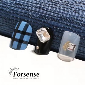 Luxury 3D Jewelry Art Hand Made Acrylic Press on Nails with Rhinestone High Quality Fake Nail Handmade Wear Blue False Nail Gems