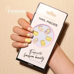 custom korean press on nails recycled plastic short square fake nails fashion non toxic durable artificial fingernail supplier