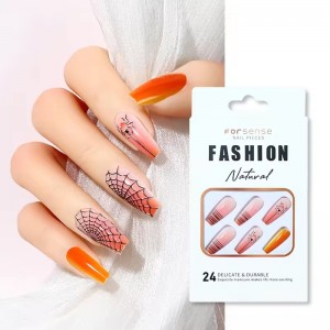 custom creative design halloween spider press on nails artificial short coffin nail tips wear finger nails personalized fakenail