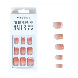 New Collection False Nails Square French Tip Press on Nails Short Stylish Aesthetic Fake Nails with Glue Faux Ongle Prix De Gros