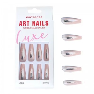 new designer gilding tips nail natur wholesale long coffin acrylic press on nails private label hand painted false nails designs