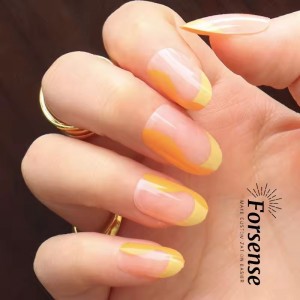 french modern oval shape round press on nails medium length size wave false nails wholesale price stylish fake nails with glue