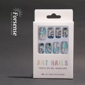 Wholesale Cheap Pre Made Press on Nails with Box Custom Fake Nail with Design Long Last Durable Press on Nail with Adhesive Tabs
