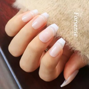 short ballerina french tip press on nails private label fake nails custom logo ombre finger nails artificial fingernails acrylic