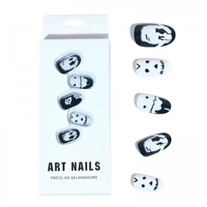 Custom Design Ghost Face Press on Nails with Design 24Pcs Fake Nails Cartoon Kawaii Cute False Nails Anime Faux Ongles En Gros