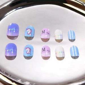 kawaii fake nails for kids artifical girls false nail set for children cute kids press on nails stick on fingernail children’s