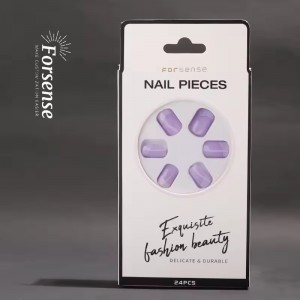 Bulk Wholesale 24 Pcs Light Purple French Tip Press on Nails Short Square Fake Nails Kit with Glue And File Custom False Nails