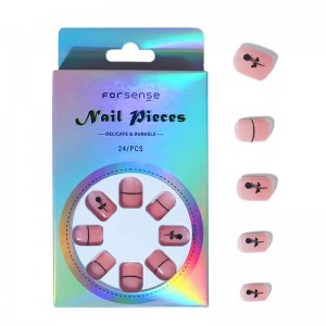 Bulk Wholesale Short Square Rose Floral Pink Press on Nails Plain Simple Acrylic Fake Nails with Glue Pres on False Nails Custom