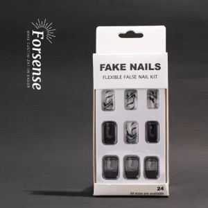 Wholesale Abs Press on Nails Hand Painted False Nails Private Label Short Square Acrylic Fake Artifical Nails Recycled Plastic