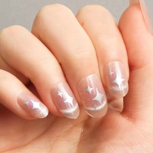 Y2K designer oval star press on nail 12 pieces short fake nail wearing high quality custom presson nail with acrylic wholesale