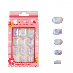 private label little girls press on nails for kids set custom kids false nails children’s artifical nails for 11 13 years old