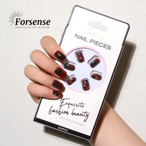 wholesale chinese style fake nails aesthetic hand painted press on nails designer custom short square false nails personalized