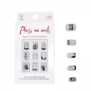 Custom Print Small Sized Halloween Press on Nails Square Artificial Festival Fake Nail for Girls Children’s False Nails Glue on