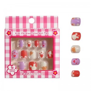 cute cartoon fake nails for kids infant press on nails with adhesive kids kawaii acrylic false nails tips set for children girls