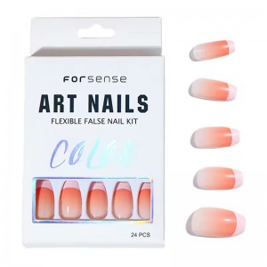 short ballerina french tip press on nails private label fake nails custom logo ombre finger nails artificial fingernails acrylic