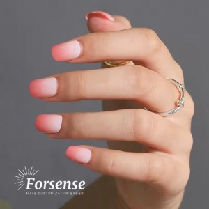 Wholesale Gradient Color Ombre Press on Nails Classy Pink Fake Nails Presson Custom Short Square Stick on Acrylic Nails