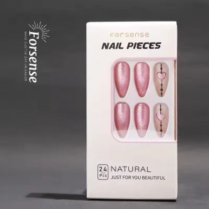 Mixed color short stiletto press on nails almond shape custom design hot pink green reusable nails false nail with adhesive