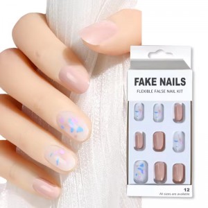 Best Quality Supplies Press on Nails with Adhesive Tabs Short Round False Nails Custom Design Private Label Fake Nails with Box