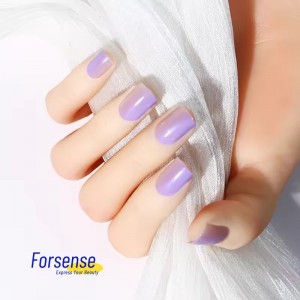 Custom Short Purple Women Press on Nails En Gros Gradient Square Stick on Nails Press-on Wholesale Acrylic Fake Nails with Glue