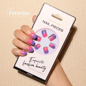 bulk funky pink and purple glitter press on nails courts machine made short false nails square acrylic fake nail wholesale price