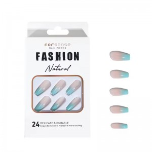 24 Pcs Acrylic Ombre Press on Nails Wholesale Long Coffin Shape Nail Tips Full Cover Artifical Fake Nails Manufacturer in China