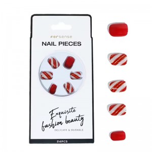 Forsense Handmade Short Acrylic Christmas Press on Nails Square Pre Shaped Stickon Artificial Nails Festival Fake Nail Wholesale